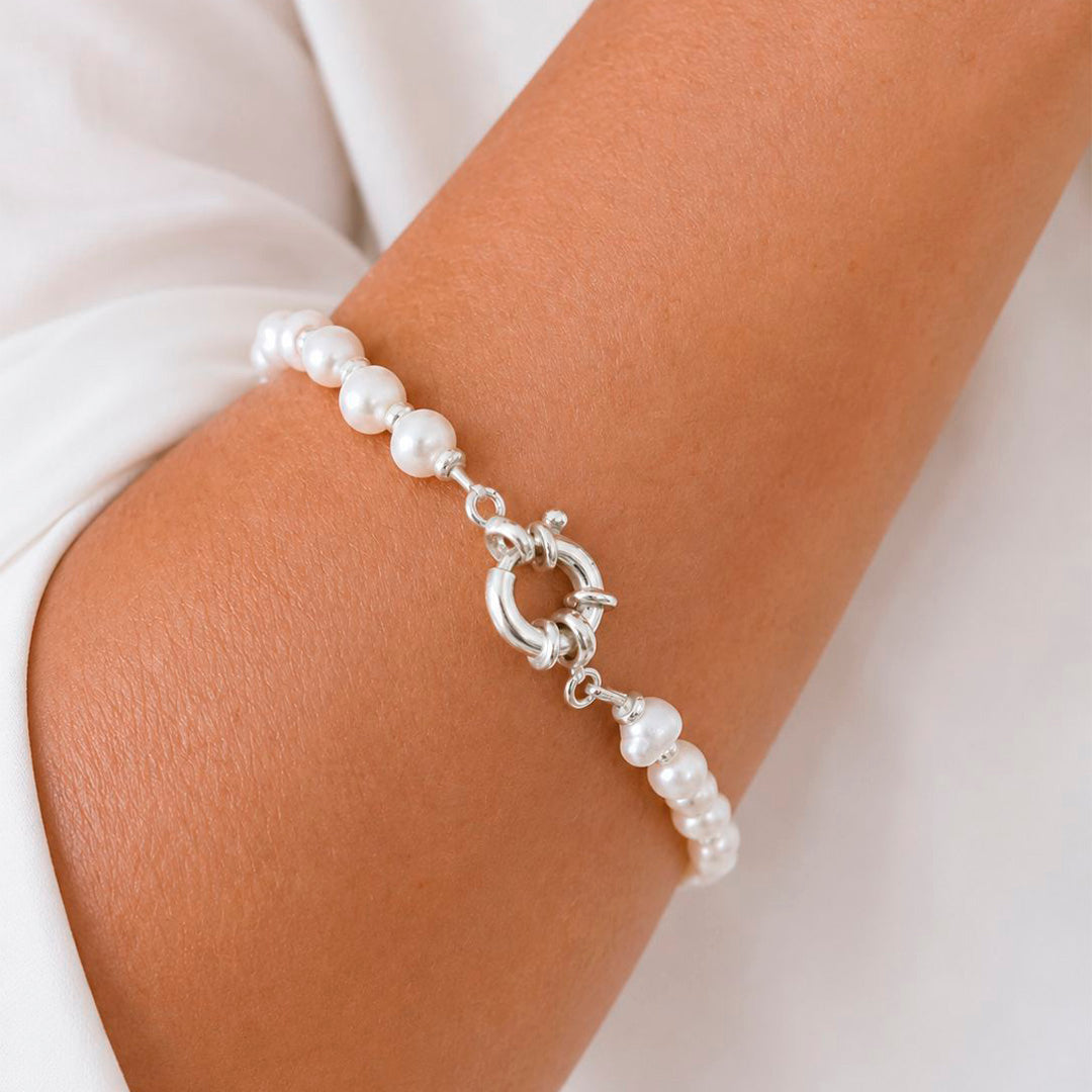 950 Silver Bracelet with natural pearls