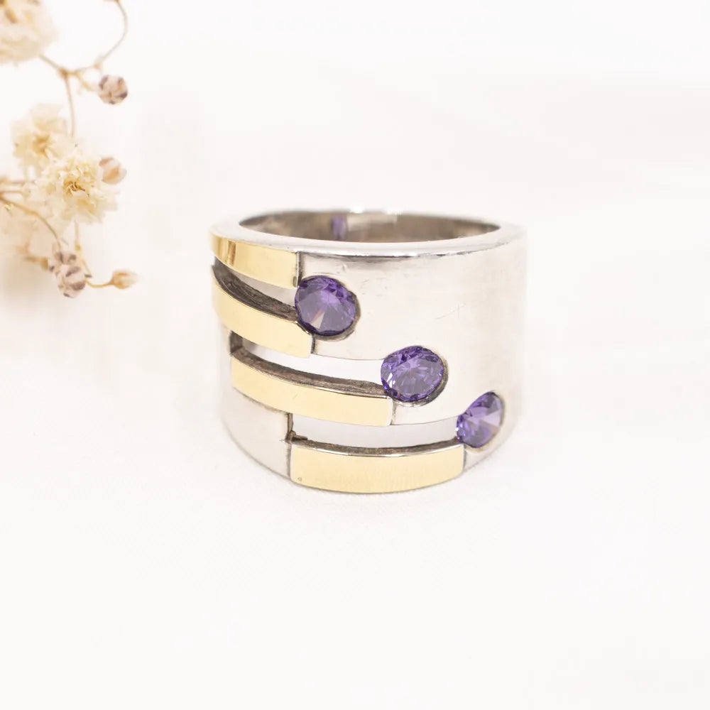 Silver Ring with Gold Overlay