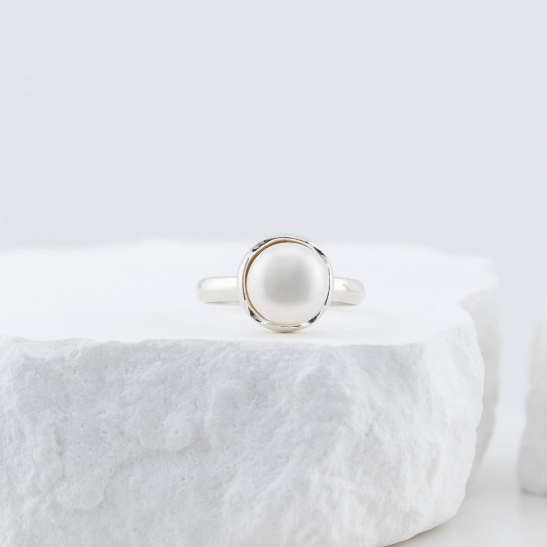 950 Silver Ring With Natural Pearl