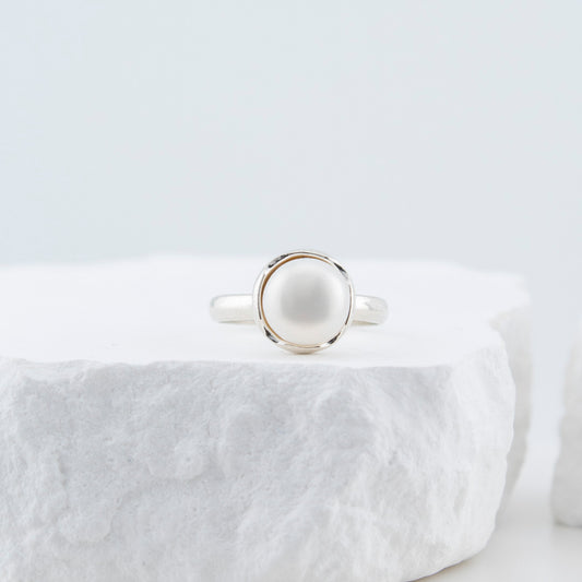 950 Silver Ring With Natural Pearl
