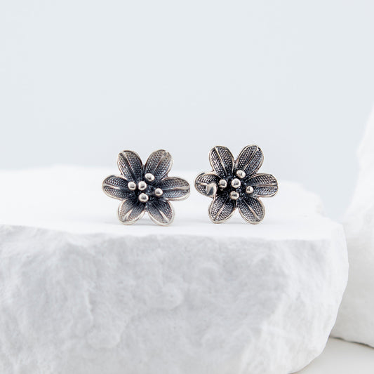 Burnished 950 Silver Earrings