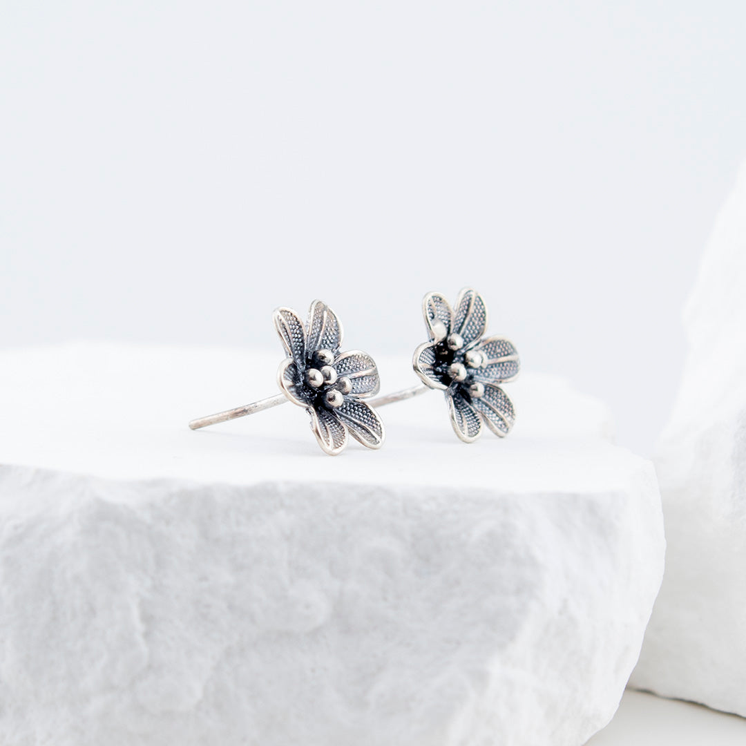 Burnished 950 Silver Earrings
