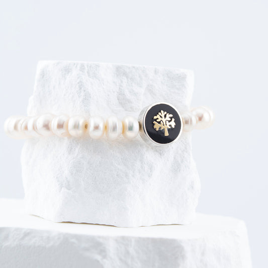 950 Silver Bracelet with natural pearls