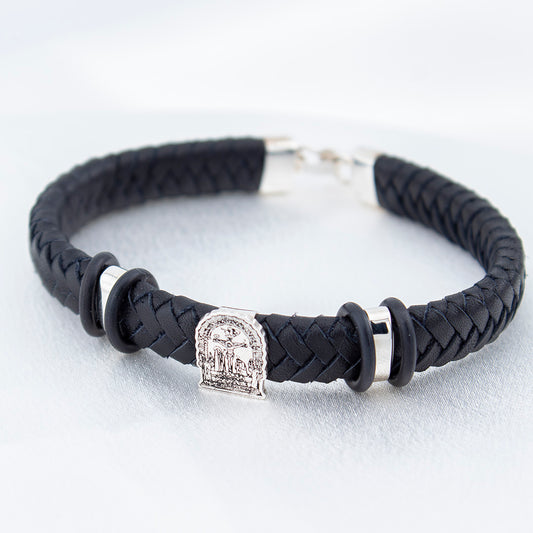 Leather bracelet with Lord of Miracles charm