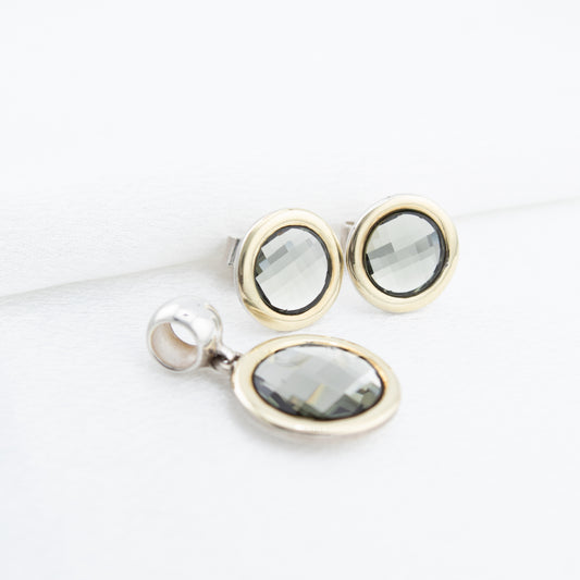950 Silver Earrings & Pendant Set with 18K Gold Plating