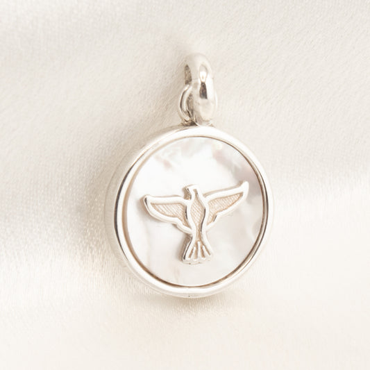 950 Sterling Silver and Mother-of-Pearl Holy Spirit Pendant
