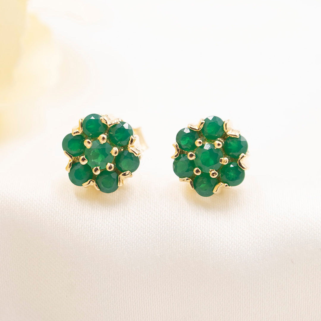 18K Gold Earrings with Natural Jade