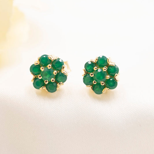 18K Gold Earrings with Natural Jade