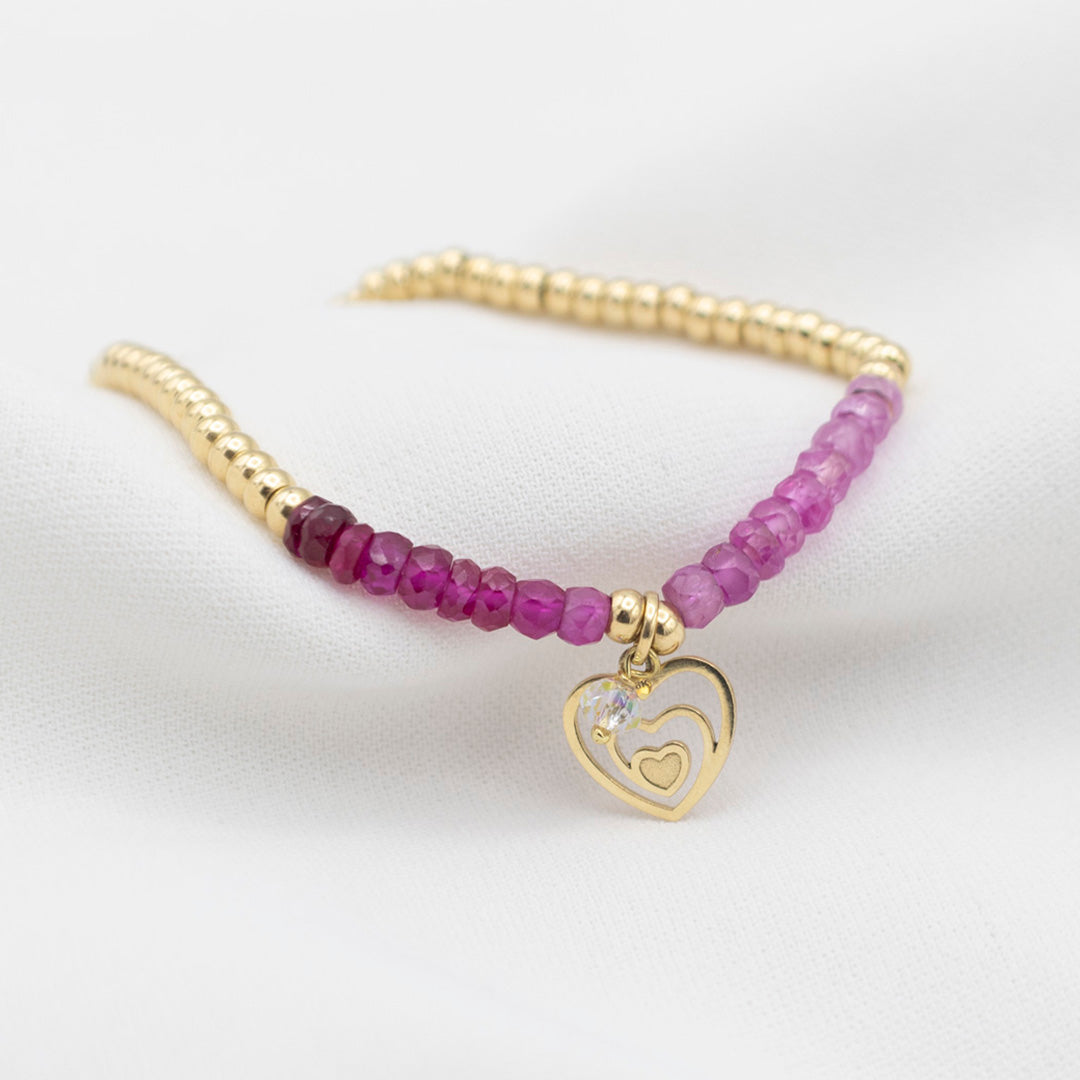 18K Gold Bracelet with Pink Rubies