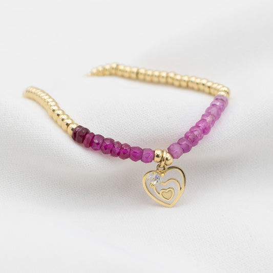 18K Gold Bracelet with Pink Rubies