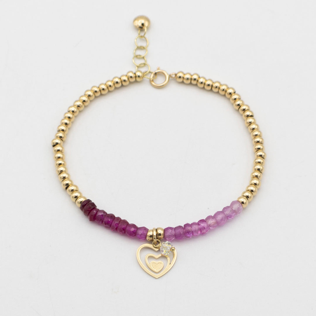18K Gold Bracelet with Pink Rubies