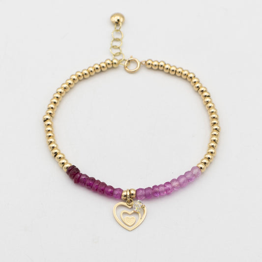 18K Gold Bracelet with Pink Rubies