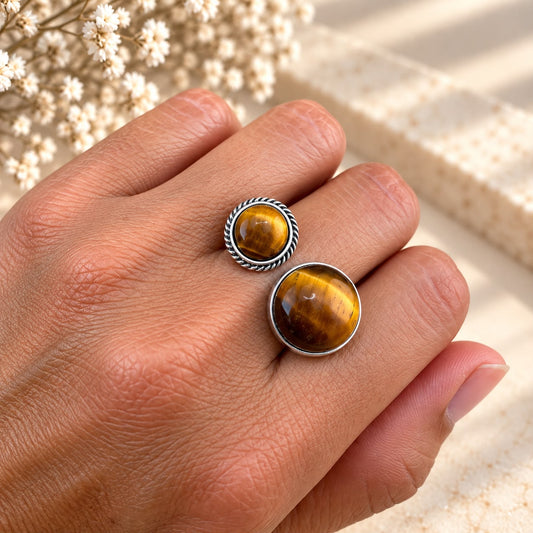 Natural Tiger’s Eye Ring in 950 Silver