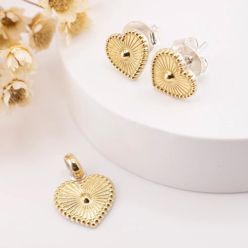 Silver Earring and Pendant Set with Gold Leaf Overlay