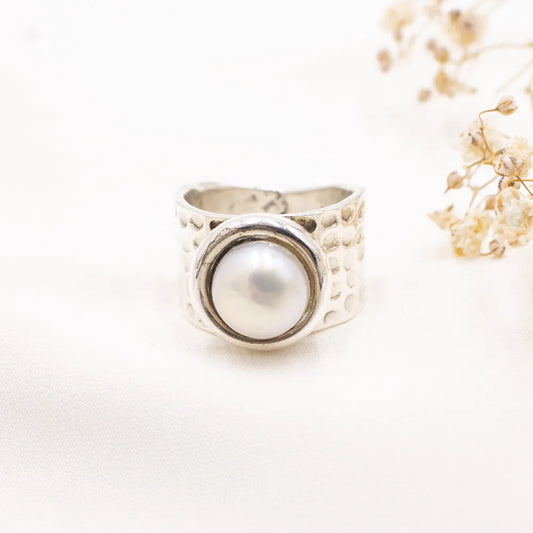 950 Silver Ring with Pearl